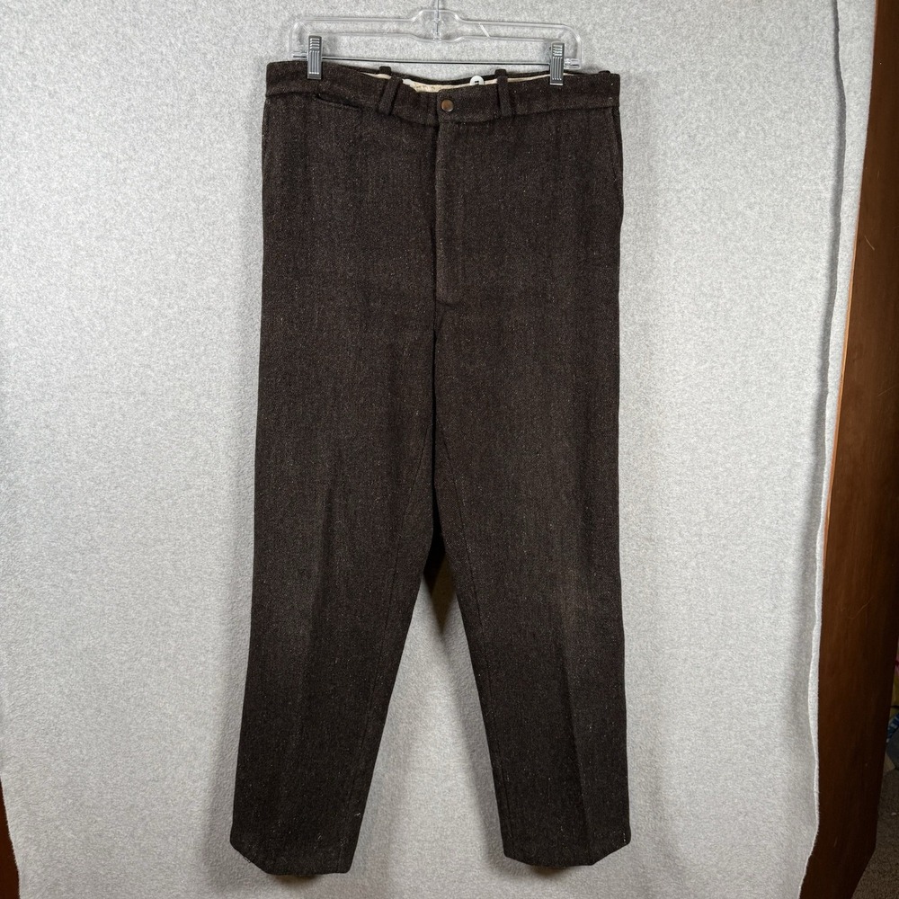 Vintage wool pants mens 34 x 30 brown clix zipper 60s/70s repaired unlined